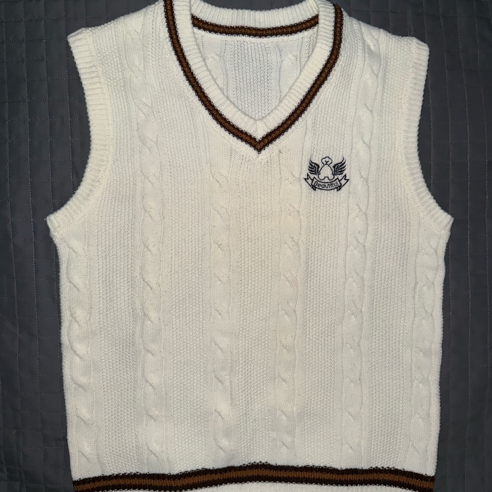 White Cable Knit Sweater Vest